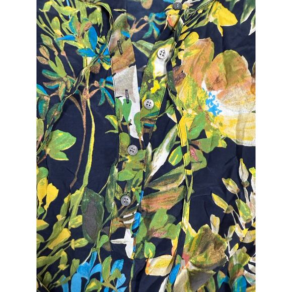 J. Crew Floral Silk Dress Size XL Ruffle Hem Long Sleeve 100% Silk - Picture 7 of 14